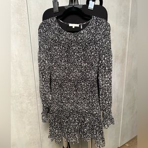 Love Shack Fancy Chiffon Star Print Gathered Mini Dress Size XS